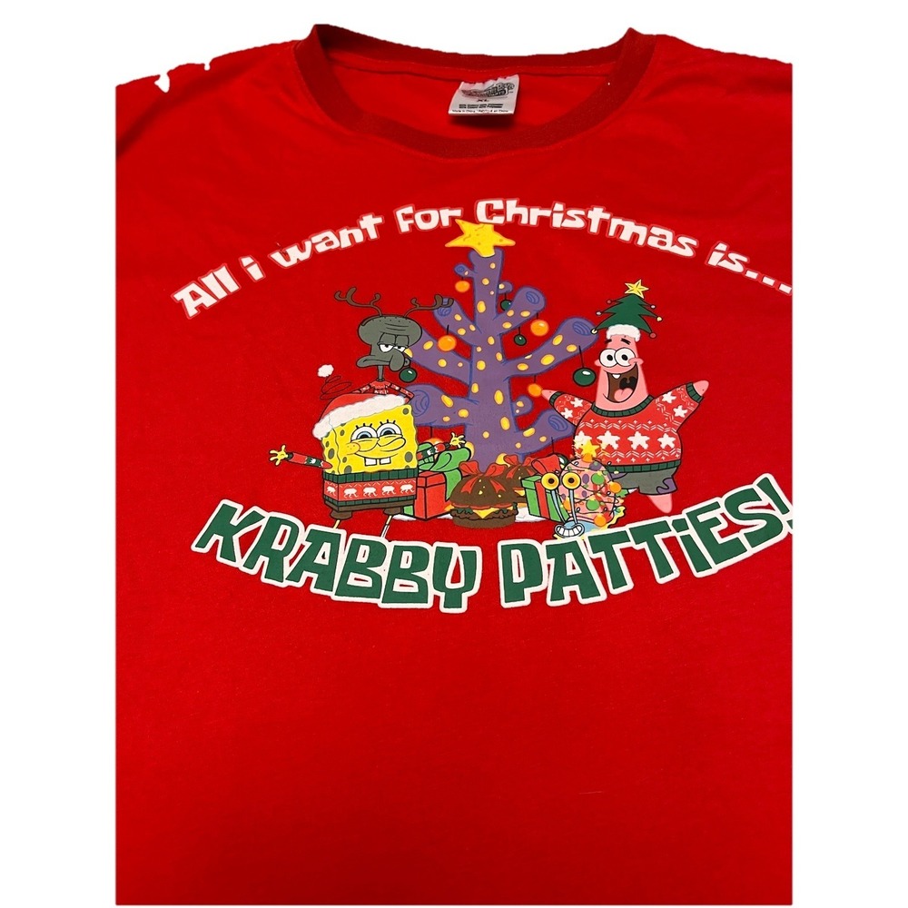 SpongeBob All I Want FChristmas Shirt Sz XL All I Want For Christmas Is …